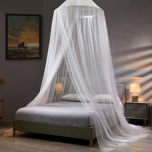 White Hanging Princess Bed Canopy Mosquito Net - Dome
