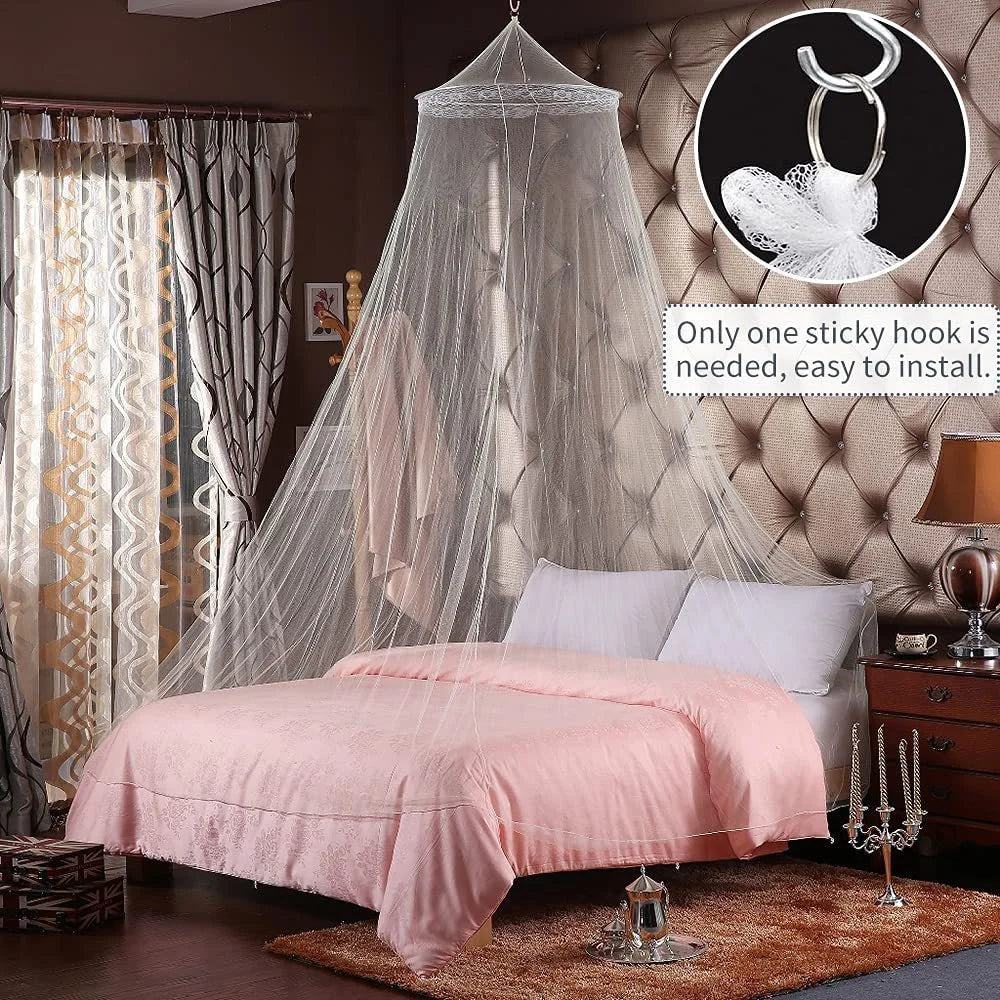 White Hanging Princess Bed Canopy Mosquito Net - Dome
