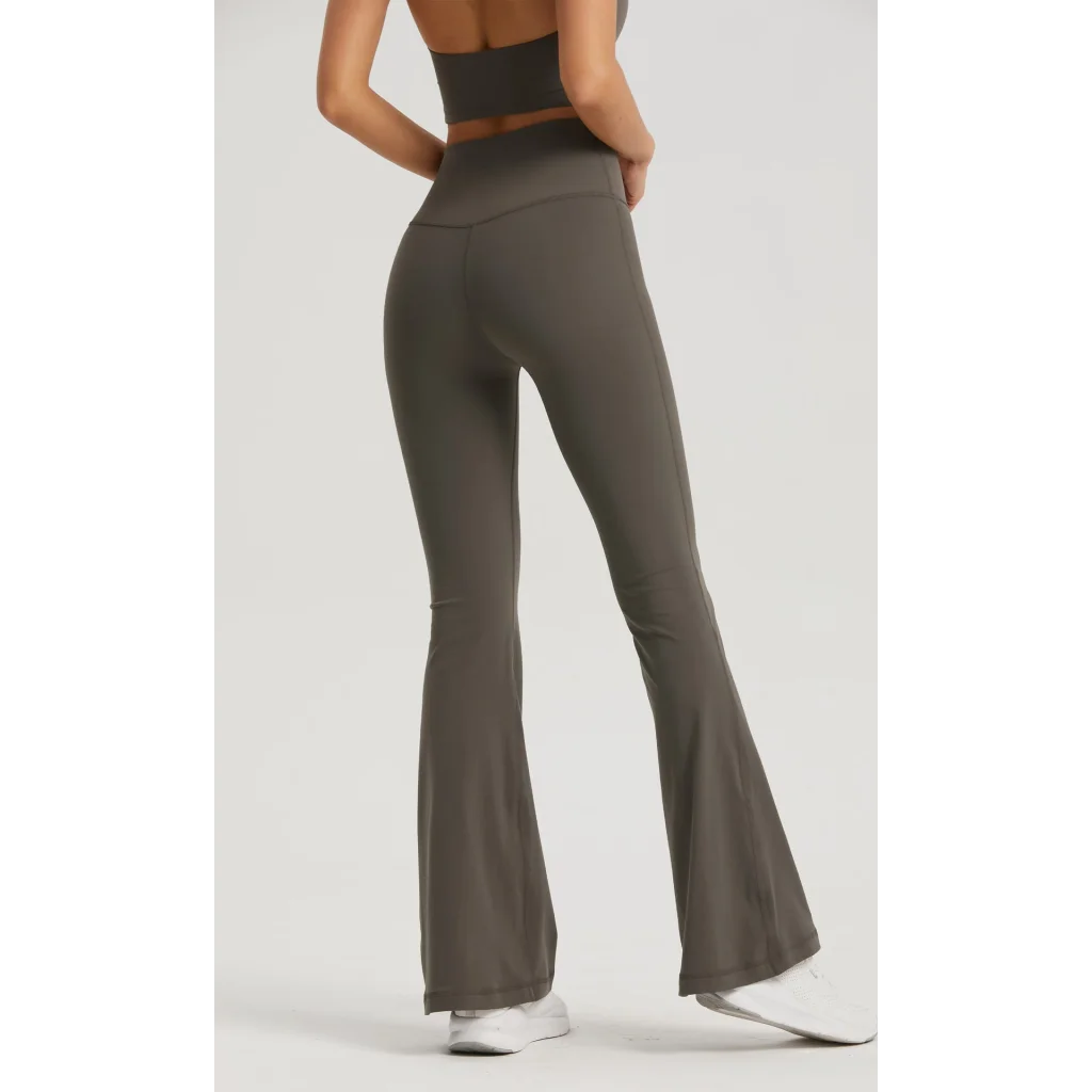 White High-Waisted Lycra Yoga Bell-Bottom Pants for Women