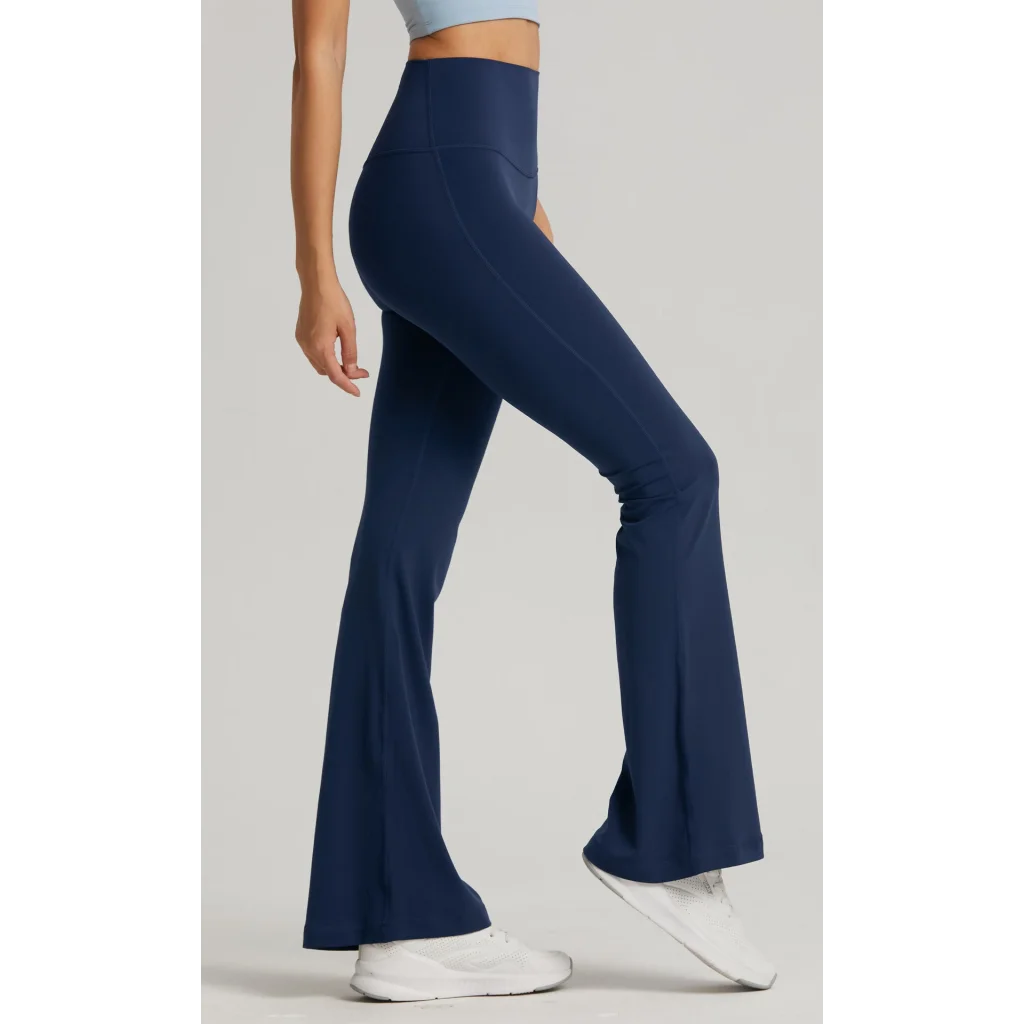 White High-Waisted Lycra Yoga Bell-Bottom Pants for Women