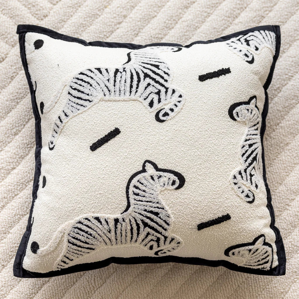 White Horse 45x45cm Decorative Zebra-Pattern Pillow Cover