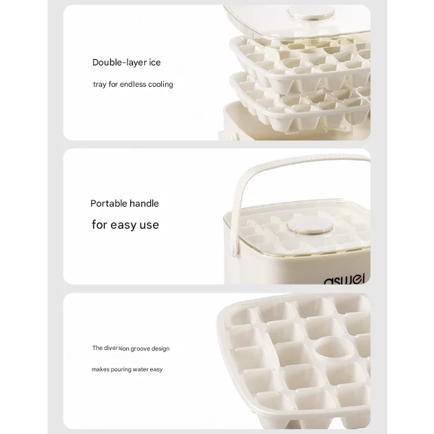 White Innovative Press-Release Ice Cube Maker - Dual Layer