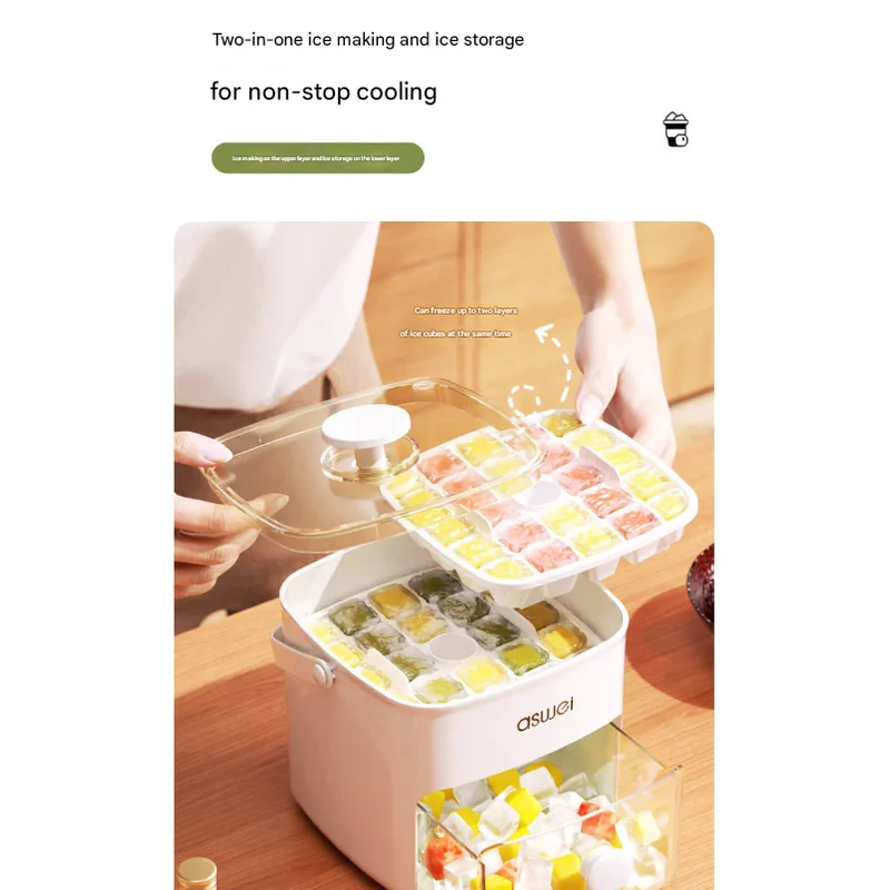 White Innovative Press-Release Ice Cube Maker - Dual Layer