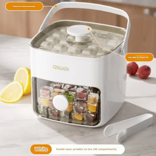 White Innovative Press-Release Ice Cube Maker - Dual Layer