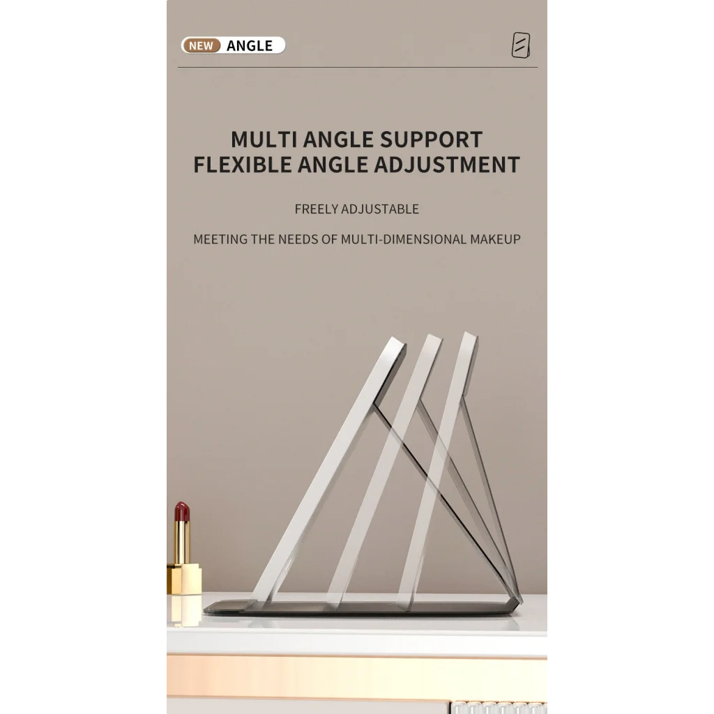 White Large Foldable LED Makeup Mirror - Portable Desktop