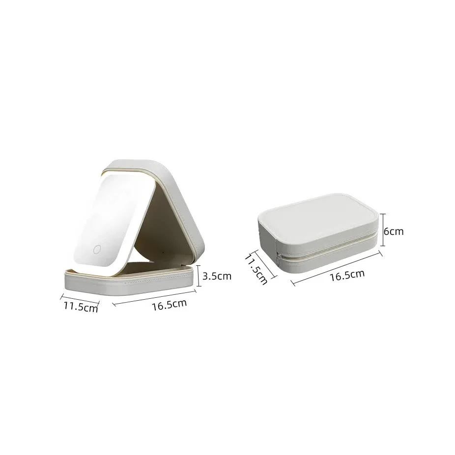 White LED Jewelry Box with Mirror - Smart Light Adjustment