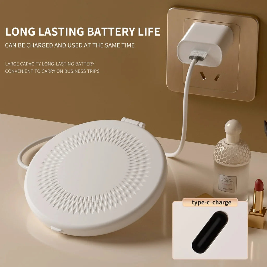 White LED Travel Makeup Mirror - Rechargeable Compact