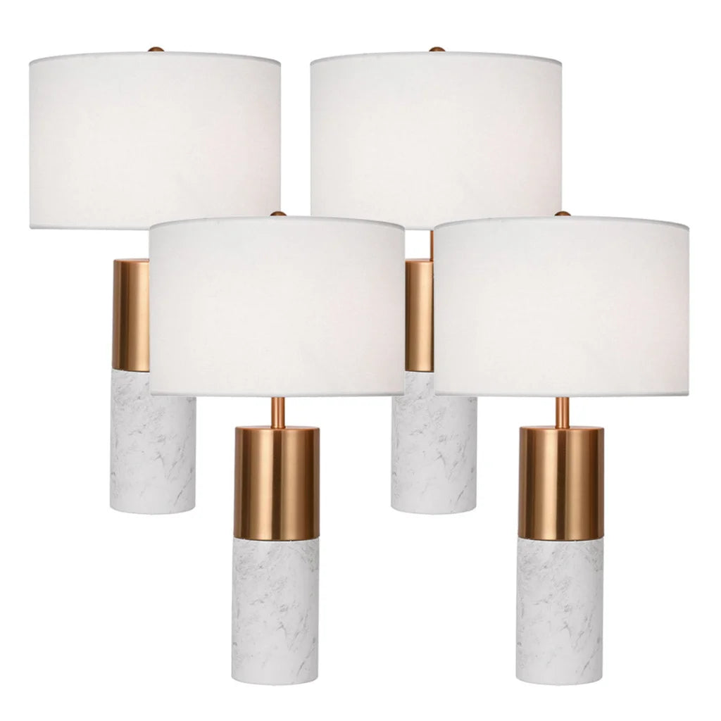 White Marble Table Lamp 4X 60cm Bedside Modern Desk Living Room Shade with Cylinder Base