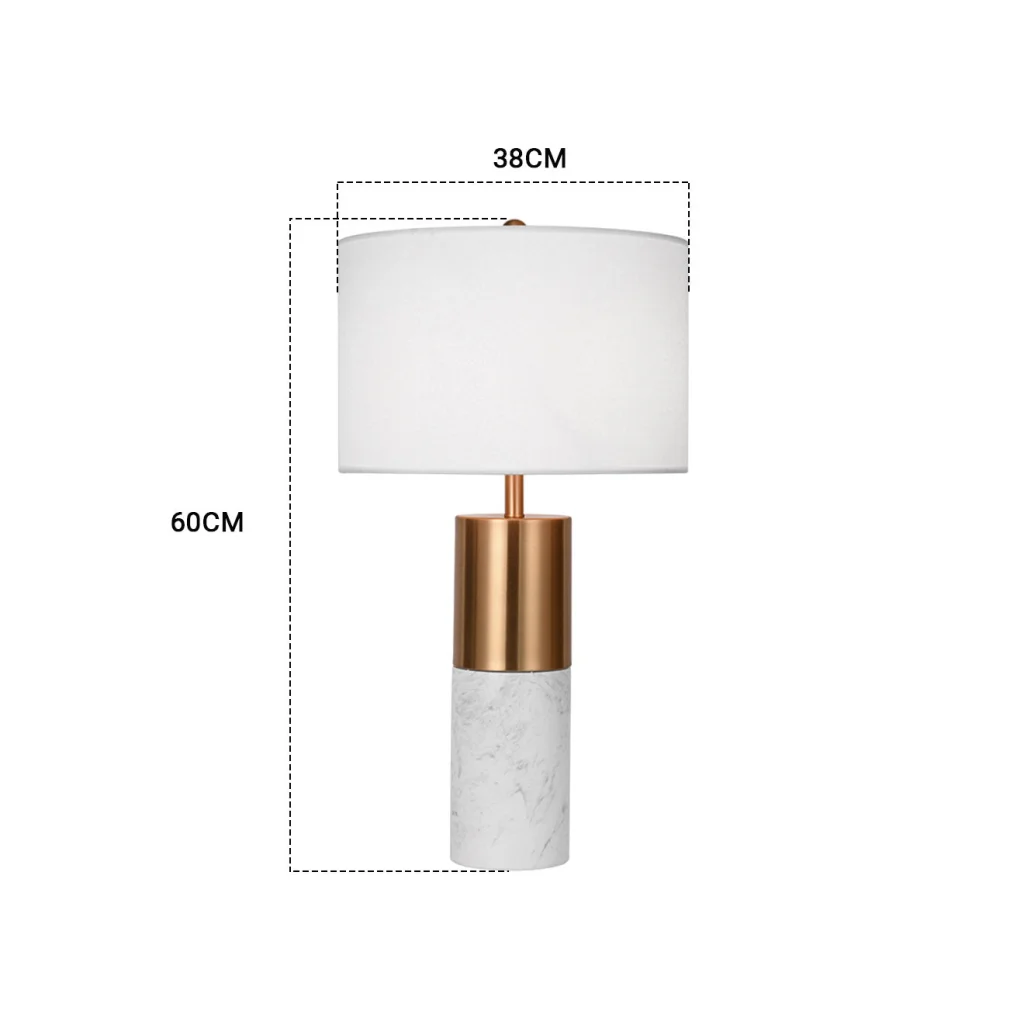 White Marble Table Lamp 4X 60cm Bedside Modern Desk Living Room Shade with Cylinder Base