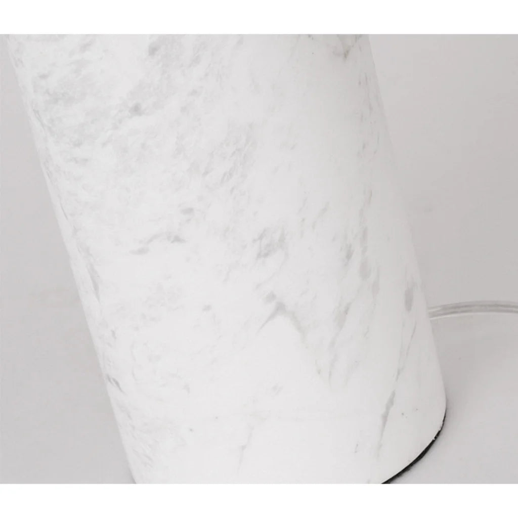 White Marble Table Lamp 60cm Bedside Modern Desk Living Room Shade with Cylinder Base