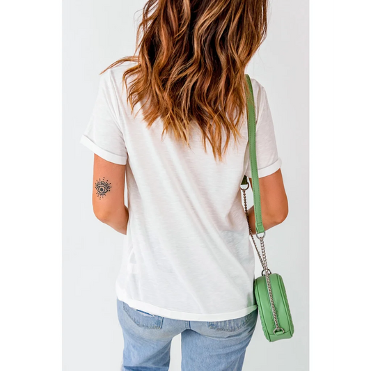 White Merry Christmas Holiday Vibe Graphic Crewneck T Shirt