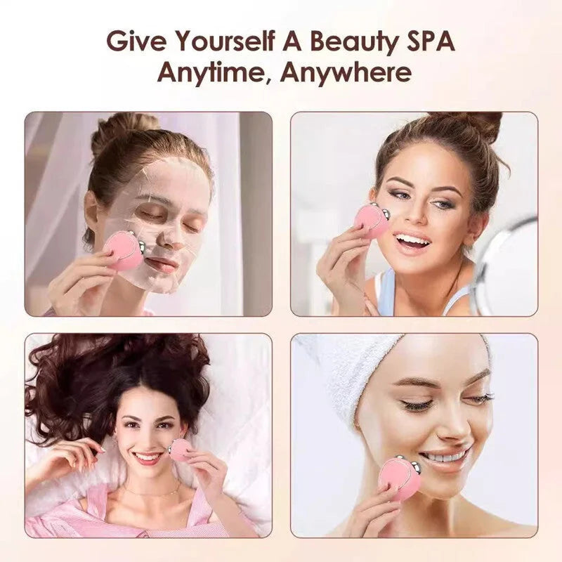 White Microcurrent Face Lifting Massager - Sonic Vibration