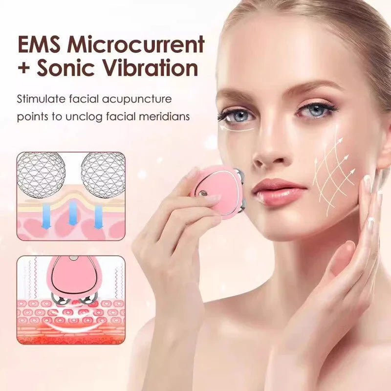 White Microcurrent Face Lifting Massager - Sonic Vibration