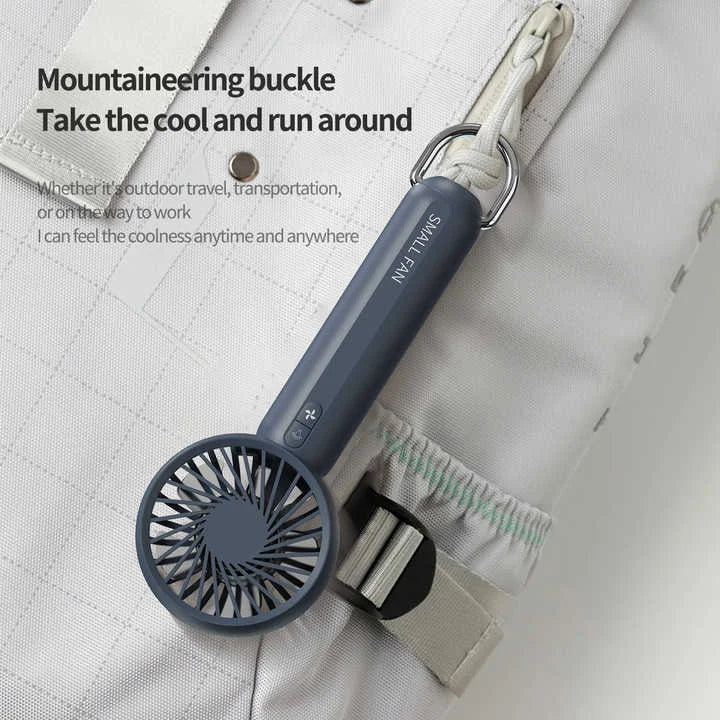 White Mini Handheld Rechargeable Fan - Portable USB-Powered