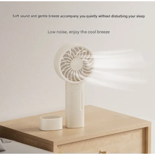 White Mini Portable USB Rechargeable Fan - Quiet Cooling