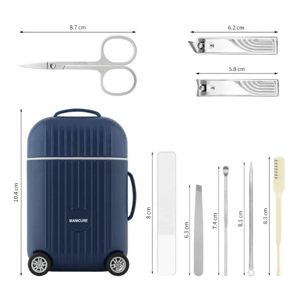 White Mini Suitcase Manicure Set - 8-Piece Portable