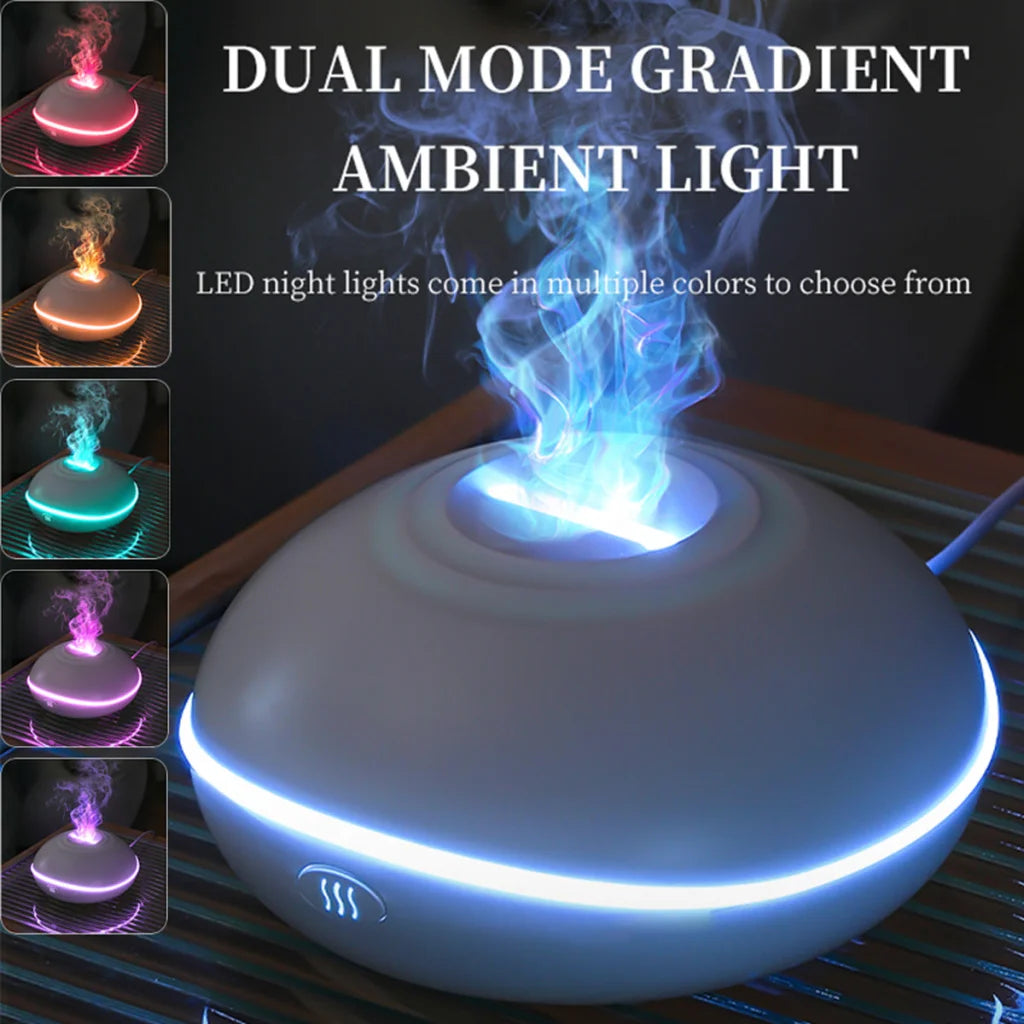 White Mini USB Aromatherapy Diffuser with Flame Projection