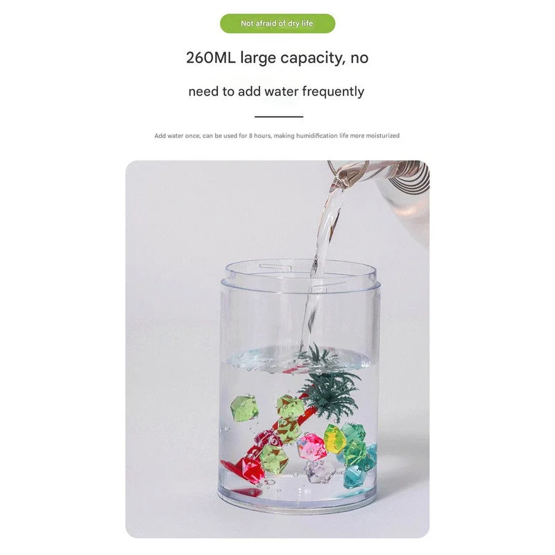 White Mini USB Micro Landscape Humidifier - 260ml Cool Mist