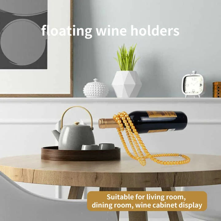 White Modern Floating Pearl Wine Bottle Holder - Elegant