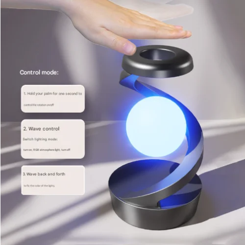 White Modern Levitating LED Desk Lamp - Spiral Design