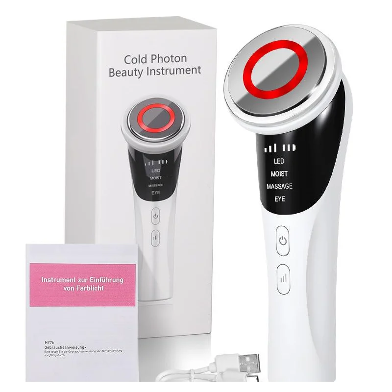 White Multifunctional Facial Beauty Wand with LED Photon