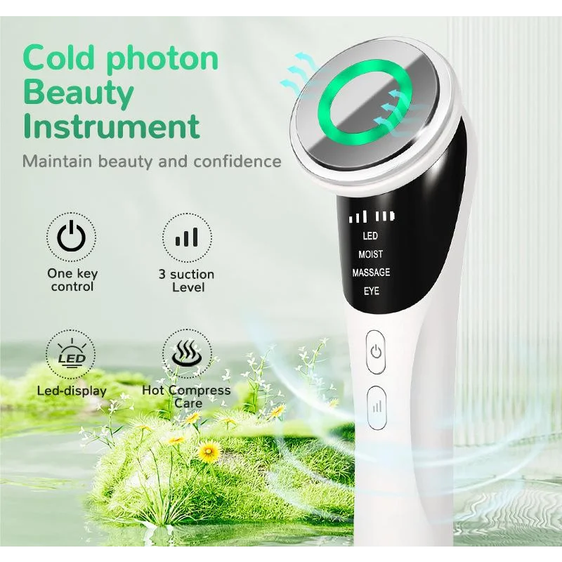 White Multifunctional Facial Beauty Wand with LED Photon