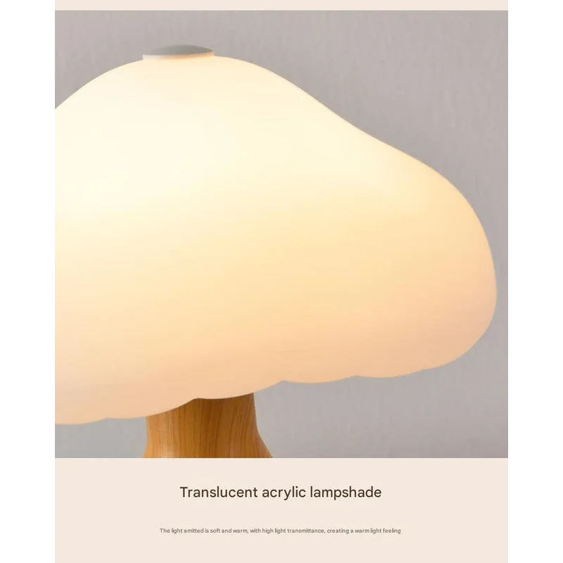 White Mushroom LED Table Lamp - Rechargeable 3-Color Touch