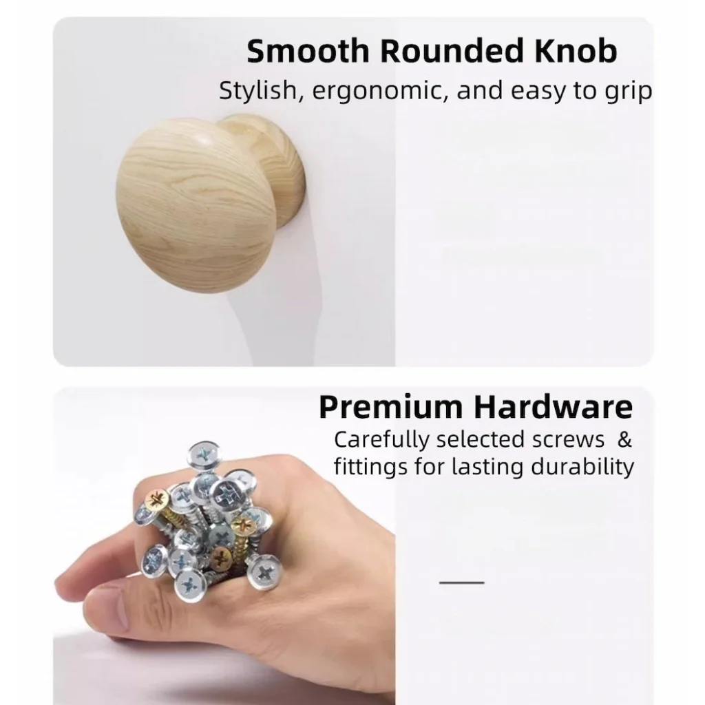 White Nightstand Wooden Knobs Divided Storage Sections