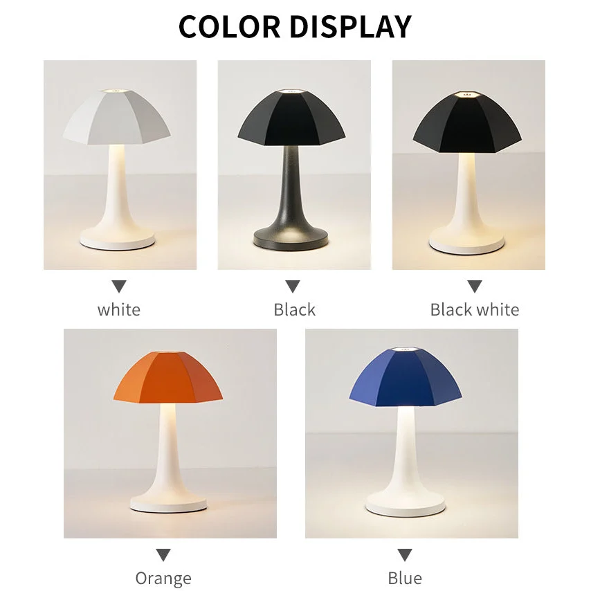 White Nordic Umbrella Mushroom Table Lamp - Dimmable