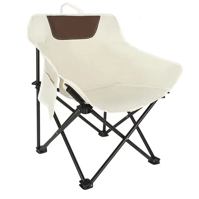 White Outdoor Folding Camping Chair – Portable Lounge Chair