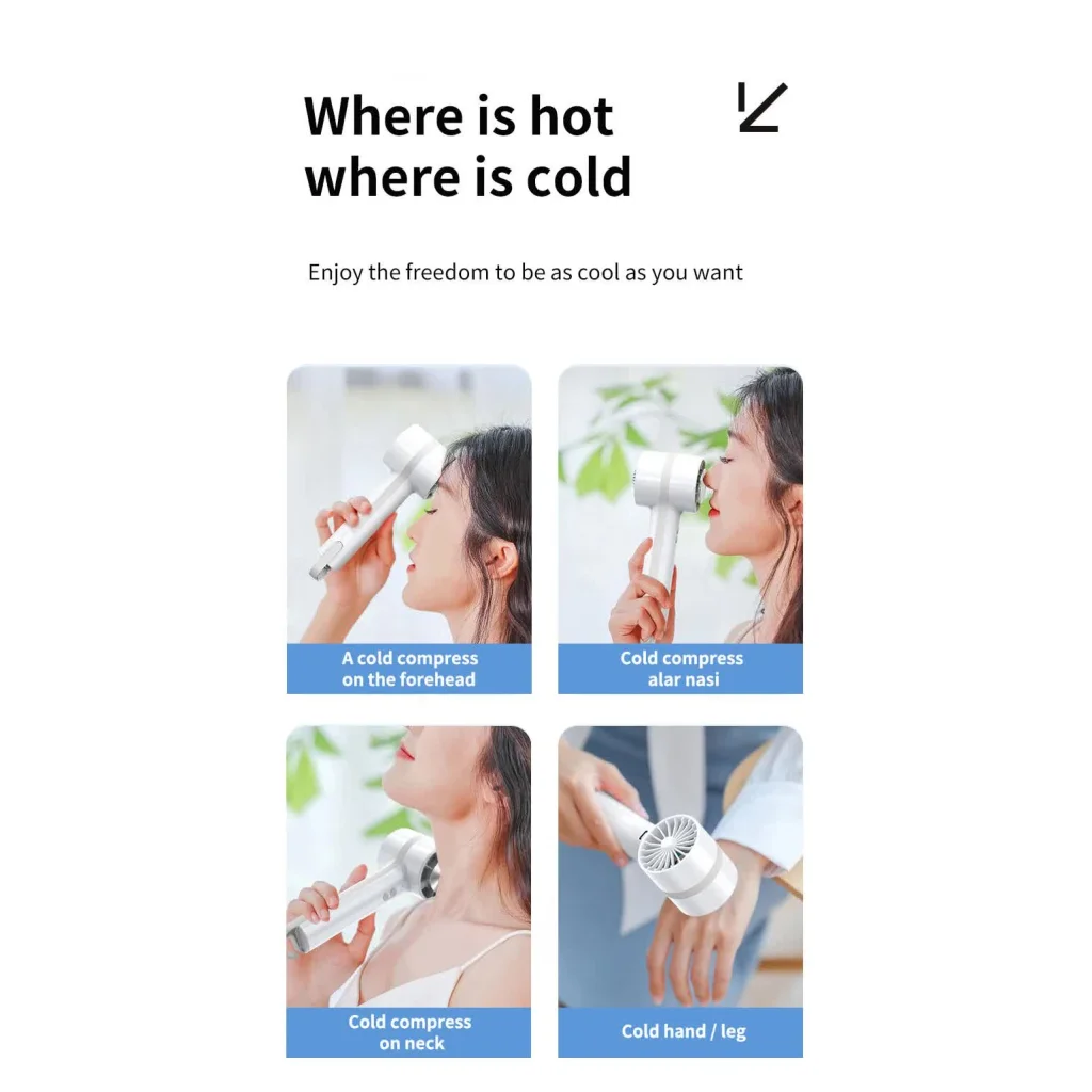 White Outdoor Handheld Cooling Fan – Mini Macaron Portable