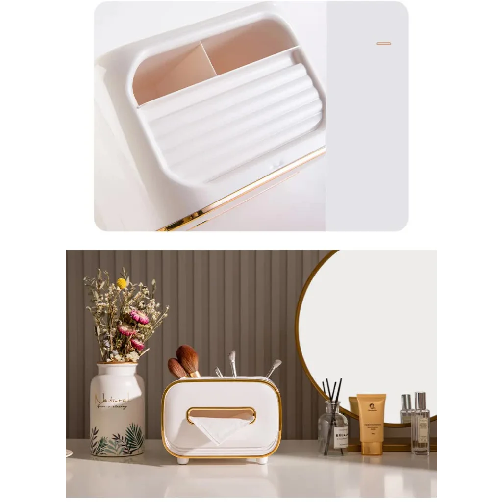 White PET Luxury Tissue Box - Multifunctional Desktop Paper