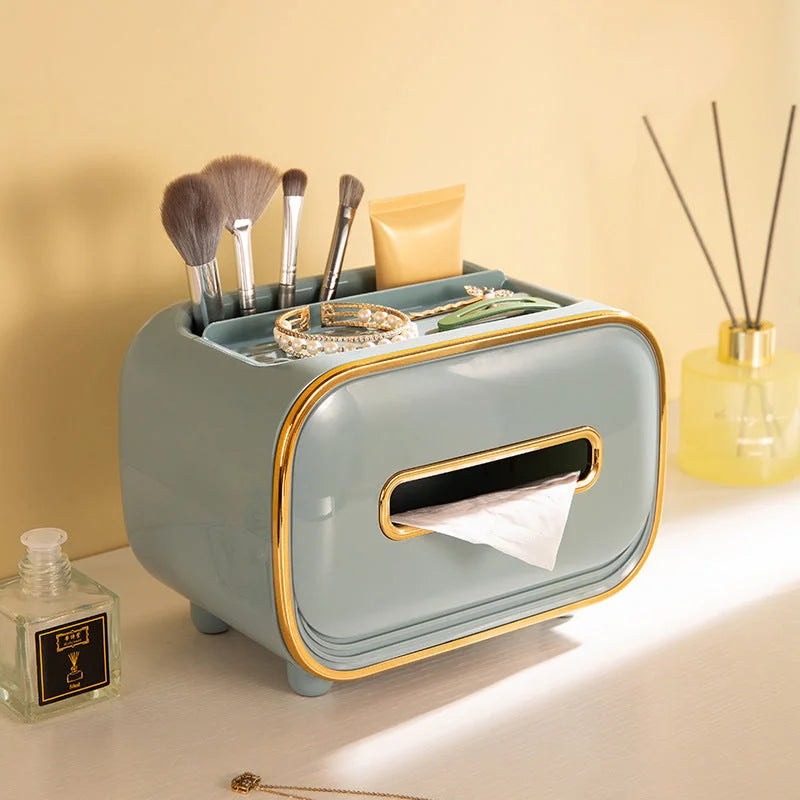 White PET Luxury Tissue Box - Multifunctional Desktop Paper