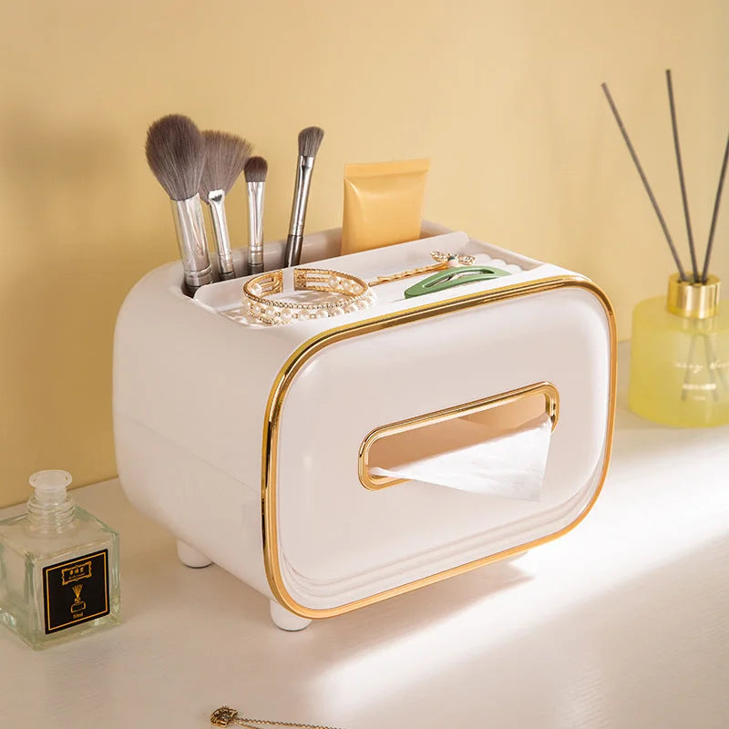 White PET Luxury Tissue Box - Multifunctional Desktop Paper