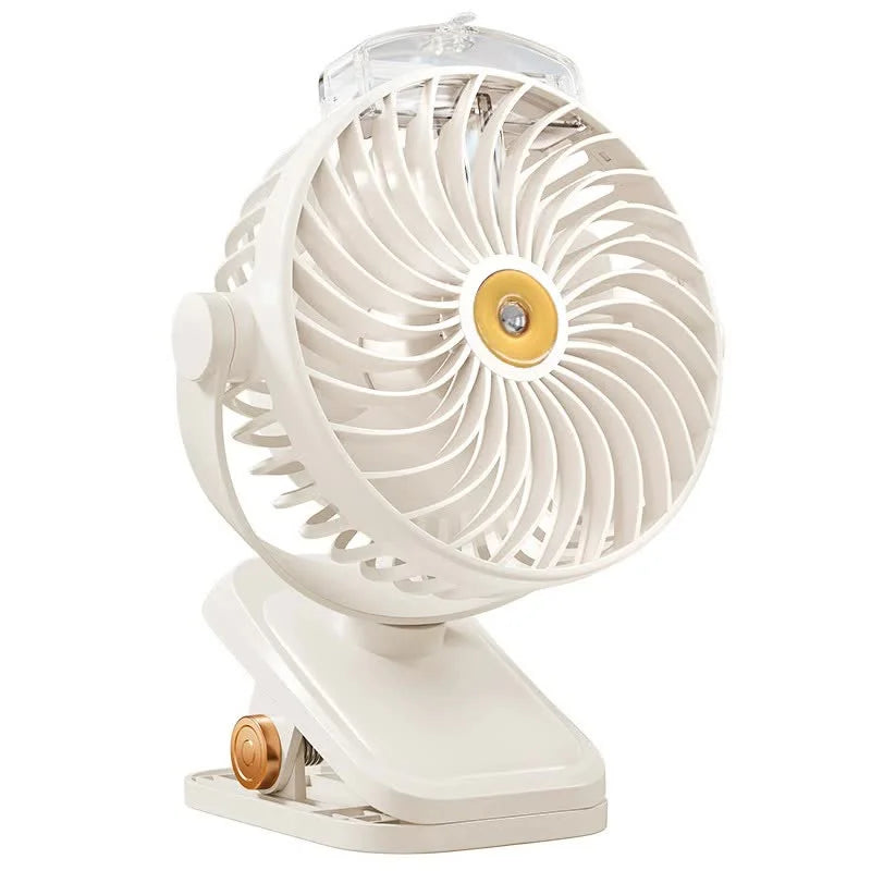 White Portable Clip-On Mist Fan - Rechargeable Cooling Fan
