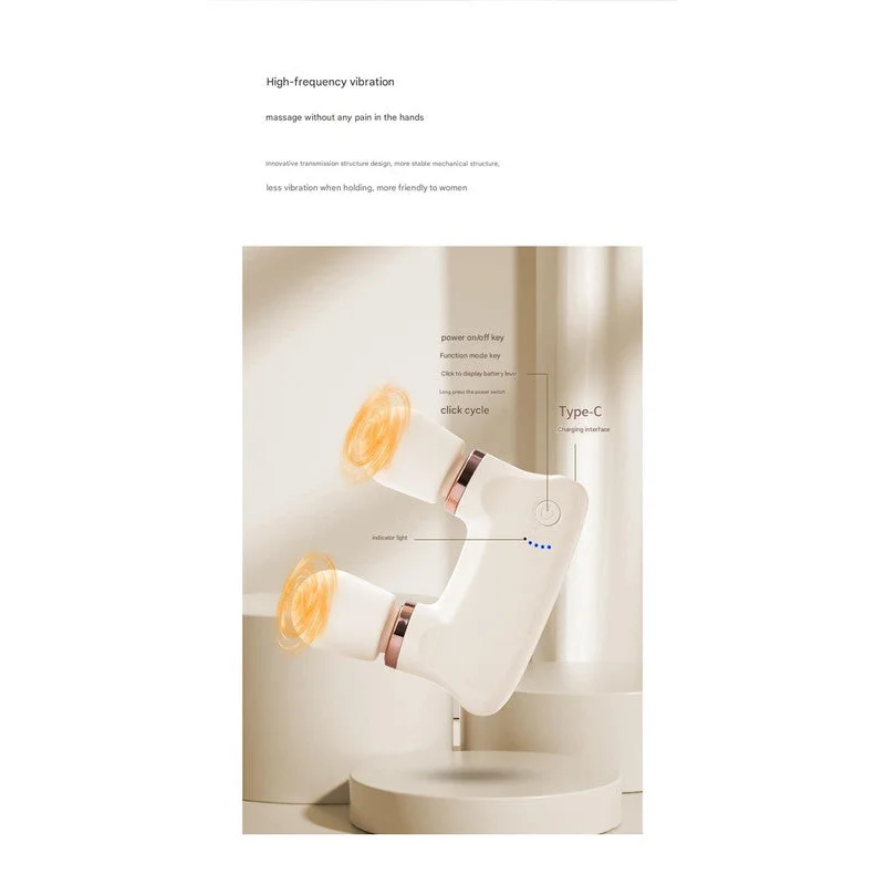 White Portable Dual Head Mini Massager - 5 Modes Quiet