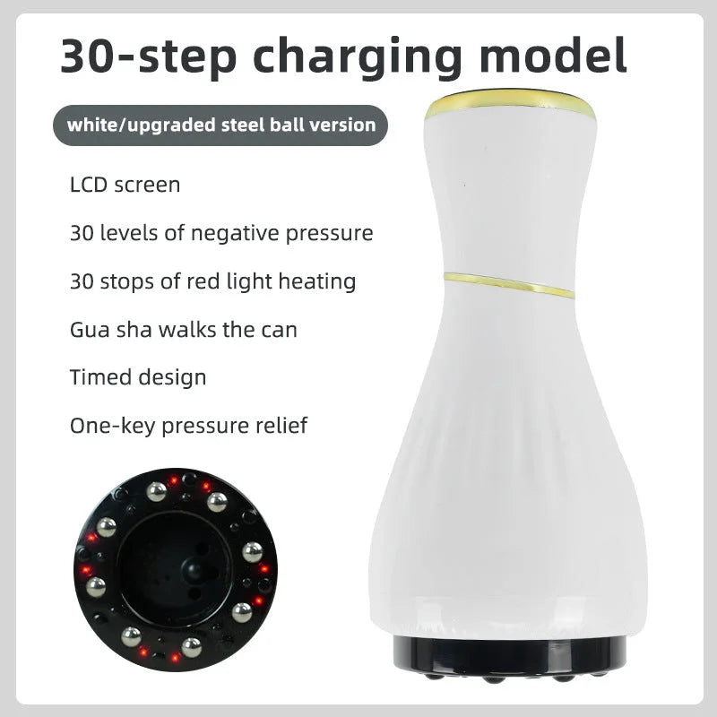 White Portable Electric Cupping Therapy Device - Adjustable