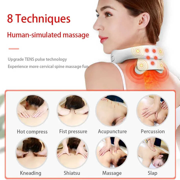White Portable Electric Neck Massager – Intelligent Pulse