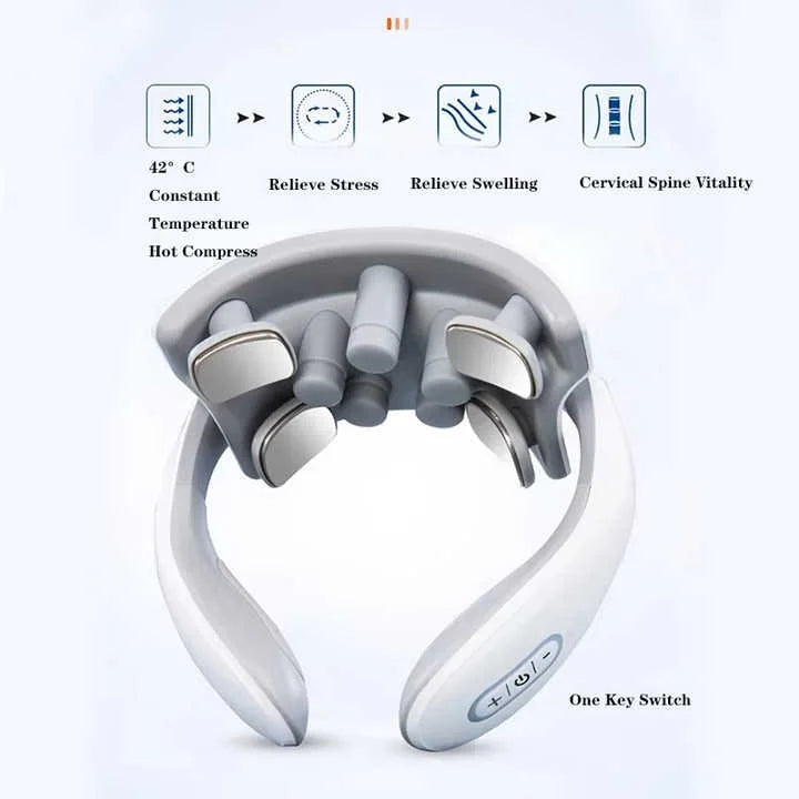 White Portable Electric Neck Massager – Intelligent Pulse