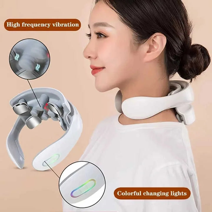 White Portable Electric Neck Massager – Intelligent Pulse