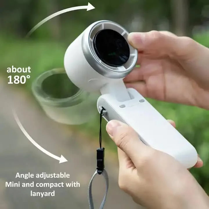 White Portable Handheld Mini Fan - USB Rechargeable Desktop