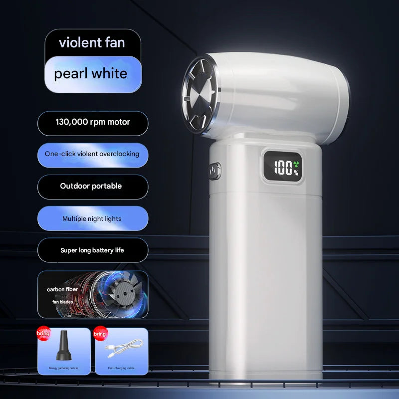 White Portable High-Speed Turbo Fan & Air Duster - 130,000