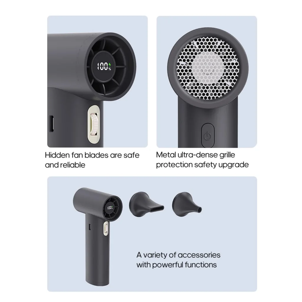 White Portable High-Speed Turbo Fan with 2000mAh Battery