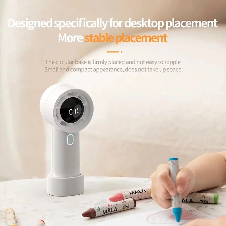 White Portable Mini Bladeless Fan - Rechargeable Handheld