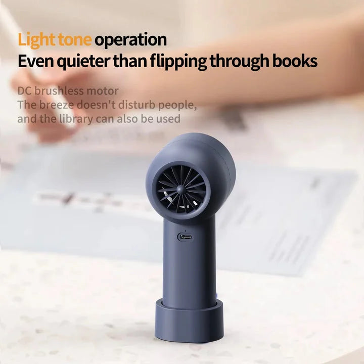 White Portable Mini Bladeless Fan - Rechargeable Handheld