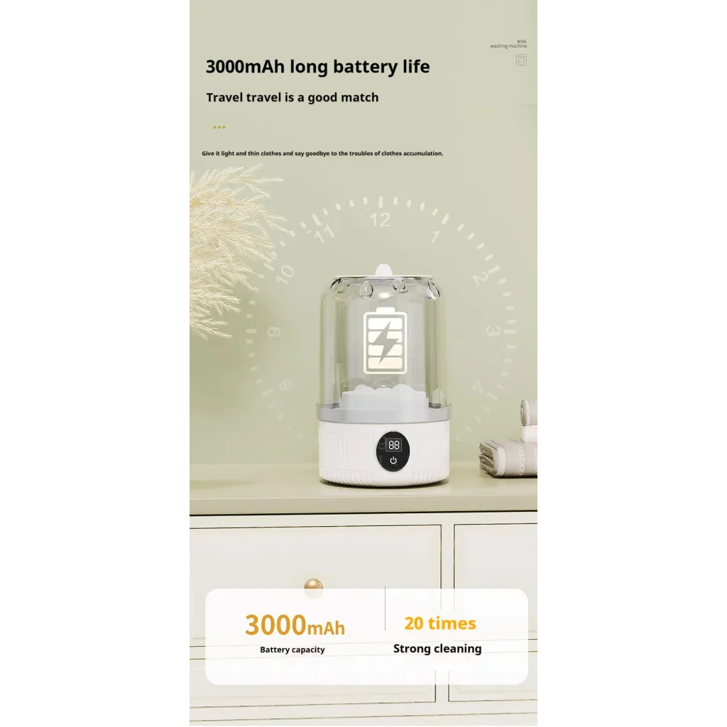 White Portable Mini Washing Machine - Rechargeable USB-C