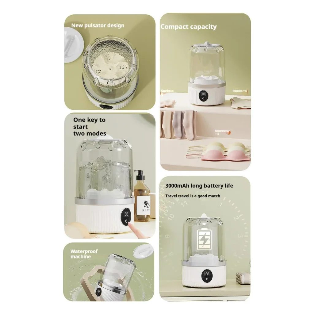 White Portable Mini Washing Machine - Rechargeable USB-C