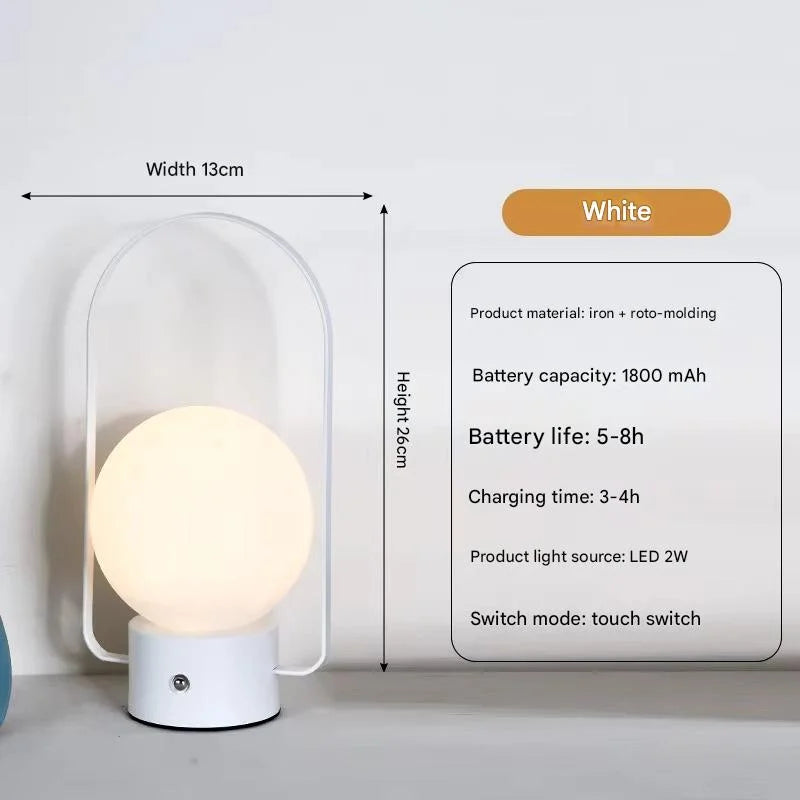 White Portable Rechargeable LED Lantern Lamp - Touch