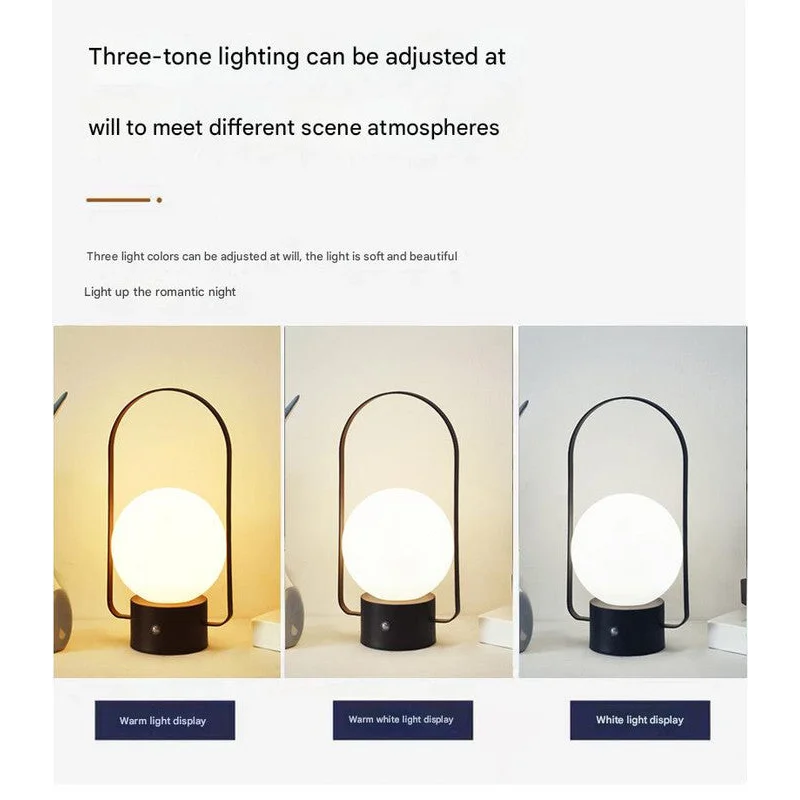 White Portable Rechargeable LED Lantern Lamp - Touch