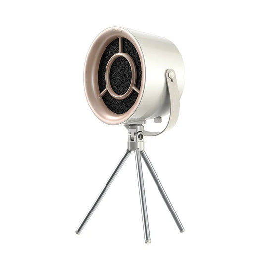 White Portable Retro-Style Desktop Air Purifier with Tripod